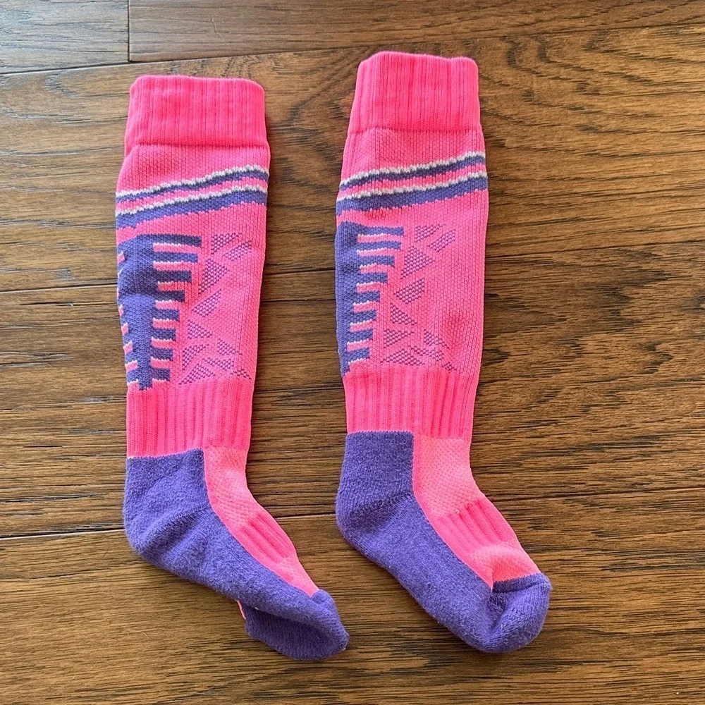 Pink Purple and White Soccer Knee-High Socks